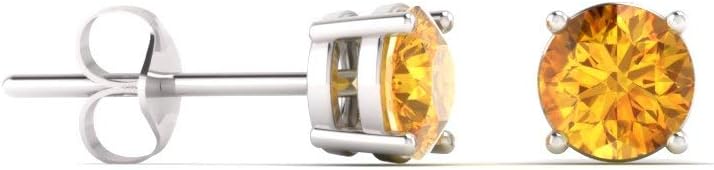 Diamondere Natural and Certified Gemstone Solitaire Petite Stud Earrings in 14K Solid Gold | 0.20 Carat Earrings for Women