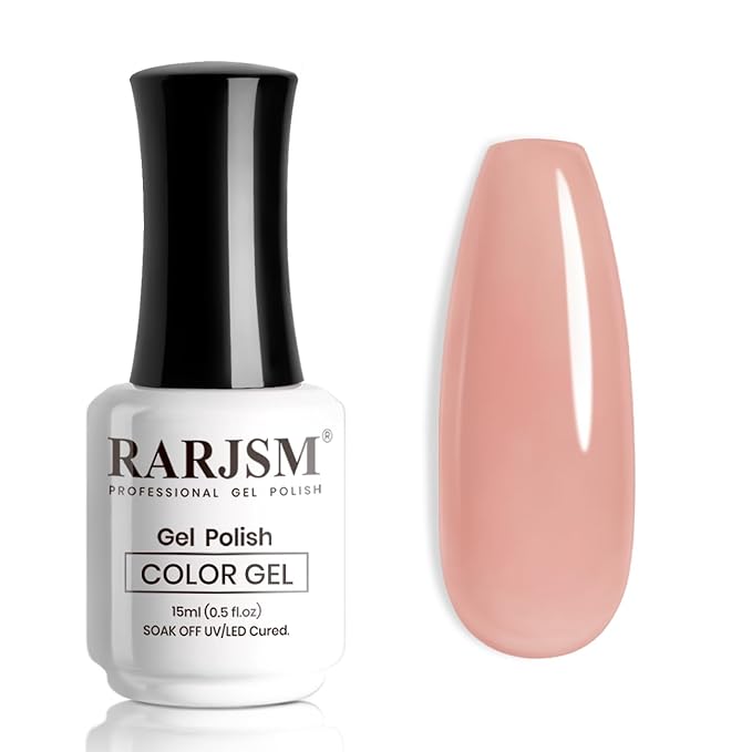 RARJSM Nude Gel Polish Pale Rose Pink Neutral Skin Tone Color Sheer Jelly Gel Nail Polish 1PC 15ml Single Bottle Transparent Pink Nail GelPolish Soak off UV LED Cured for Home Salon DIY Manicure