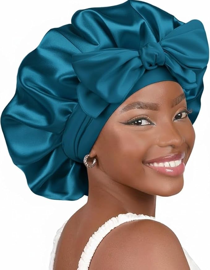 Adjustable Silk Bonnet | Double-Layer Design | Reduces Friction | Controls Frizz | Protects Curly Hair | Multi-Purpose Use