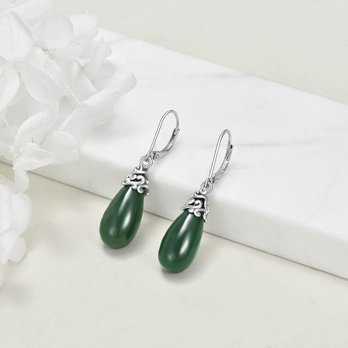 POPLYKE Celtic Filigree Teardrop Drop Dangle Earrings Sterling Silver Leverback Earrings Jewelry for Women