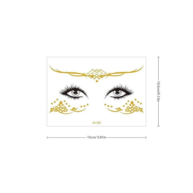 12 Pcs Gold Face Temporary Tattoo Sticker, Glitter Metallic Face Tattoo Stickers, Glitter Freckles, Sparkle Makeup Patches Freckle Tattoos for Women Party Decor 650