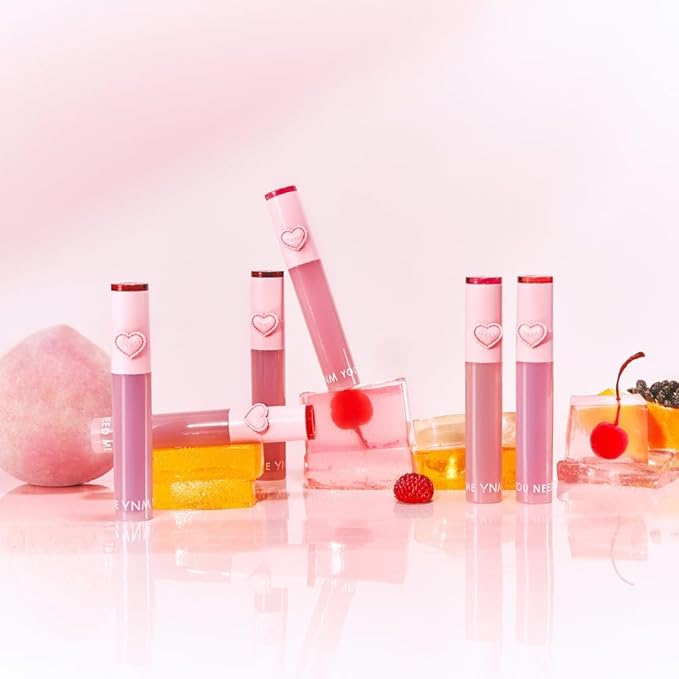 YNM Heart Jelling Tint, PAPAYA JELLING, Silicone Lip Brush Included, K-Beauty, Non-Sticky, Moisturizing, Smudge-Proof, Korean Lip Tint, Long-Lasting, Vivid Color, 0.09 oz