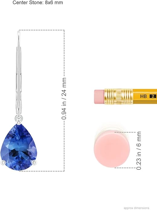 ANGARA Natural Tanzanite Earrings for Women | Solitaire Pear-Shaped Tanzanite Leverback Earrings in 14K Solid Gold/Platinum | December Birthday, Anniversary, Gemstone Jewellery Gift