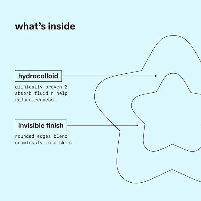 Starface Hydro-Star Clear Big Pack, Invisible Hydrocolloid Pimple Patches, Two Sizes and Star Shape, Absorb Fluid and Reduce Redness (96 Count)