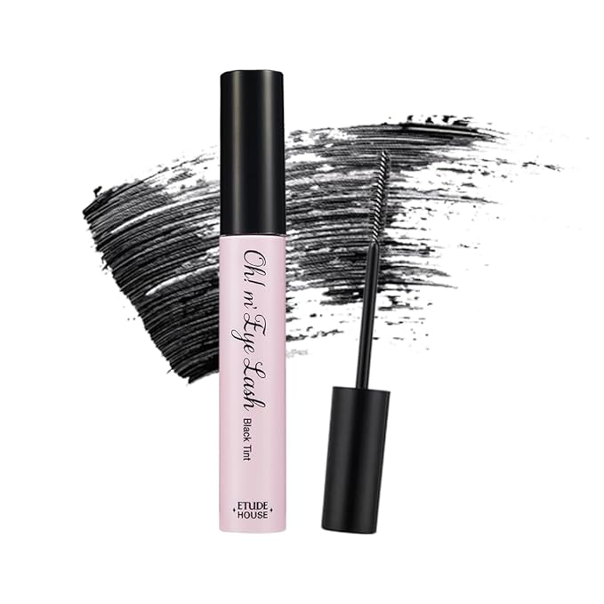 ETUDE Oh M'Eye Lash Black Tint Mascara – Natural Glossy Effect with Long Lasting Strong Curl System, Volume Enhancing, Smudge-Free, Improved fixation and water resistance, Korean Makeup, Kbeauty