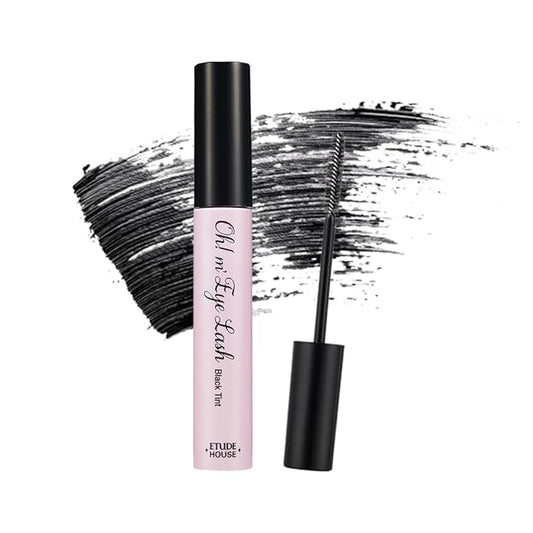ETUDE Oh M'Eye Lash Black Tint Mascara – Natural Glossy Effect with Long Lasting Strong Curl System, Volume Enhancing, Smudge-Free, Improved fixation and water resistance, Korean Makeup, Kbeauty