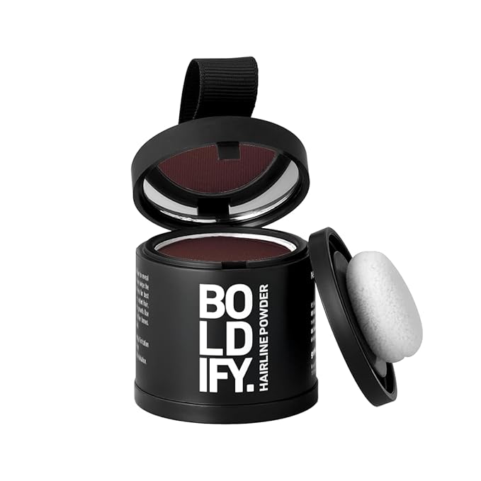 BOLDIFY Hairline Powder (LARGE, 10g) - Root Touch Up Hair Color for Gray Coverage - Bald Spot Concealing Hair Powder for Women & Men - 24-Hour Stain-Proof - Dark Auburn