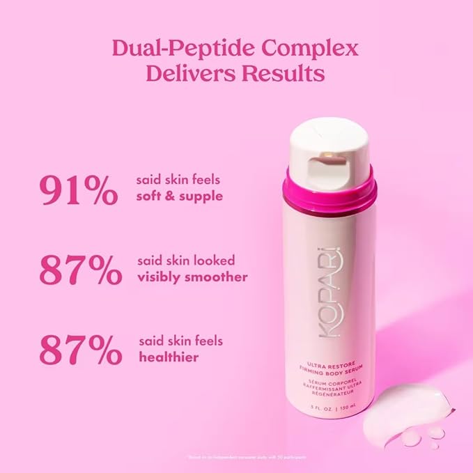 Kopari Ultra Restore Firming Body Serum with Dual Peptide Complex, Deeply Hydrates, Improves Skin Tone & Texture, Firms & Enhances Elasticity, 5 oz