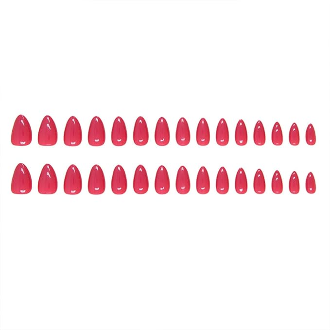 JONKASIPA Medium Press On Nail Chips - Red Almond Shape Press On Nail Chips, Fashionable French False Nails Designed for Women, Available in 12 Sizes, Includes 24 Pcs Nail Chips Set