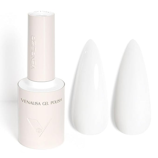 VENALISA White Gel Nail Polish, 1 Pcs White Gel Polish Color High Gloss Soak Off U V Nail Manicure Salon and DIY at Home Gifts for Women