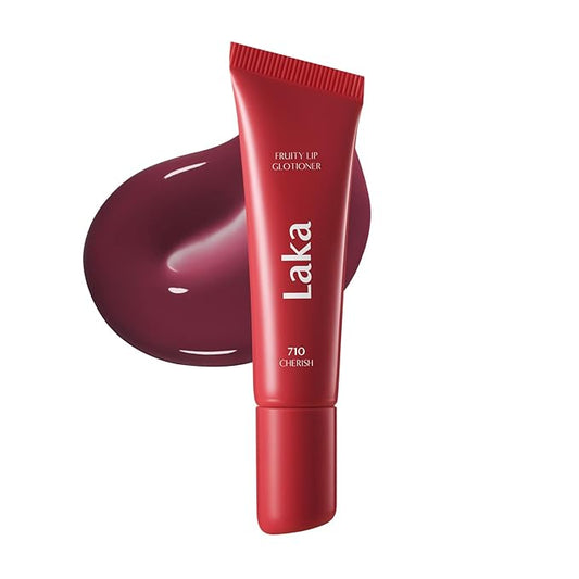 Laka Fruity Lip Glotioner, 10ml/0.33 fl.oz, Lip Gloss with High Shine Vivid Colors, Jelly tip for Hygienic & Easy Application, Plumping Conditioner, Vegan, K-Beauty (#710 Cherish)