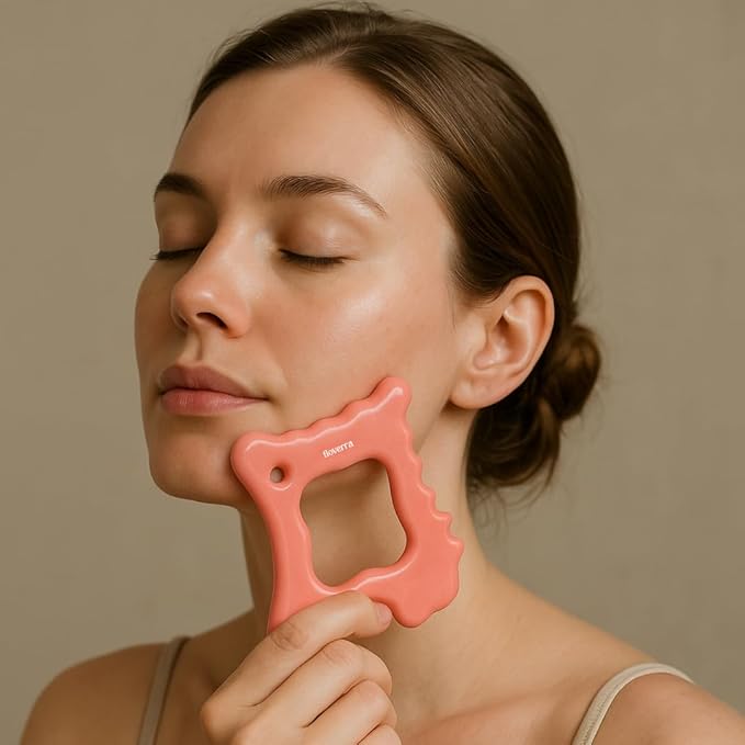 floverra Lymphatic Drainage Ceramic Gua Sha Massage Tool, Korean Face and Body guasha, Portable and Lightweight Scraping Tool