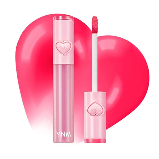 YNM Heart Jelling Tint, CHERRY JELLING, Silicone Lip Brush Included, K-Beauty, Non-Sticky, Moisturizing, Smudge-Proof, Korean Lip Tint, Long-Lasting, Vivid Color, 0.09 oz