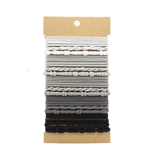 Multistyle Hair Ties Set: Gentle High Elasticity Ponytail Scrunchie Bracelet for Women (28-Bamboo Gray Set:20, One Size)