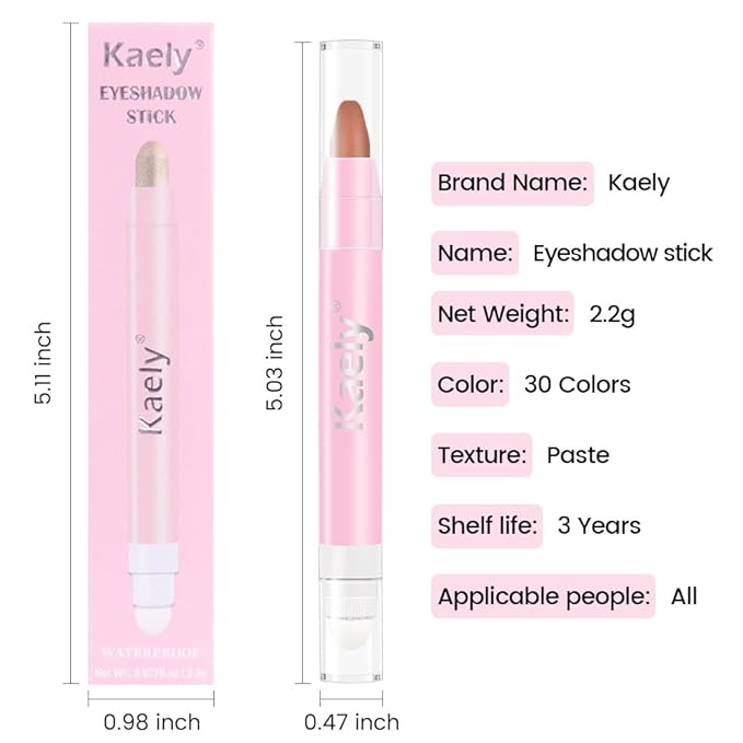 Kaely 2in1 Cream Eye Shadow Brightener Sticks for Eyes, Pencil Eyeshadow Applicator Stick Waterproof Pigmented, Eye Shadow Palette Highlighter Makeup, sombras para ojos, 30 Caramel Matte