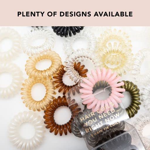 Kitsch Spiral Hair Ties for Women – Black Elastic Hair Ties No Damage, Ponytail Holders for Thick and Thin Hair – Creaseless and Dent-Free Coil | Ideal Gifts for Women - 8pc Set, Black