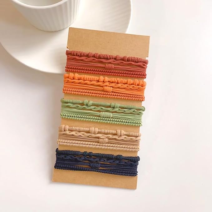 Multistyle Hair Ties Set: Gentle High Elasticity Ponytail Scrunchie Bracelet for Women (1-Bamboo Weaving Set:20, One Size)