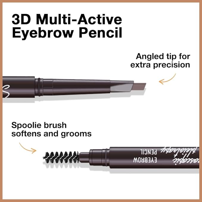 5 Pcs Ultimate Eyebrow Retractable Definer Pencils,Dual-Sided Natural Soft Textured Eyebrow Pencil, for Daily Look Eyebrow Makeup,Brow Brush,Fine Tip (2*Black+3*Light Brown)
