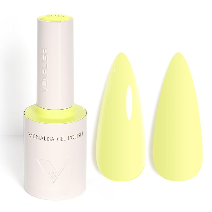 VENALISA Butter Yellow Gel Nail Polish, 1 Pcs Neon Pastel Yellow Gel Polish Light Baby Color High Gloss Soak Off U V Nail Manicure Salon and DIY at Home Gifts for Women