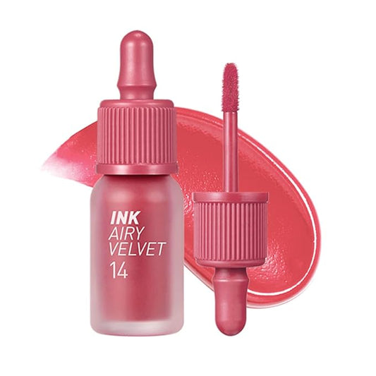 Peripera Ink Airy Velvet Lip Tint | High-Pigmentation, Lightweight, Soft, Moisturizing (014 ROSY PINK)