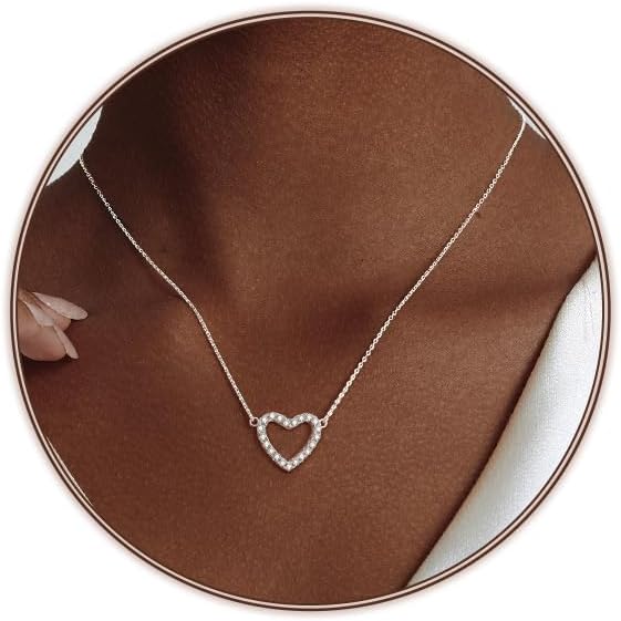 Airmb Cute Heart Necklace for Women Gold/Silver Plated Heart Pendant Choker Necklaces Tendy Love Heart Chain Necklace Dainty Gold/Silver Necklace Jewelry Gifts for Women