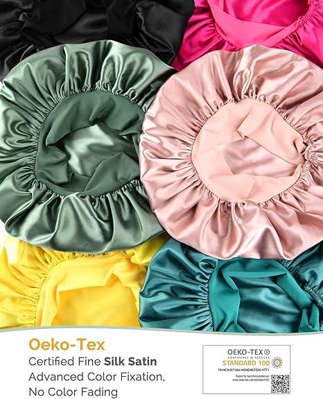 Adjustable Silk Bonnet | Double-Layer Design | Reduces Friction | Controls Frizz | Protects Curly Hair | Multi-Purpose Use