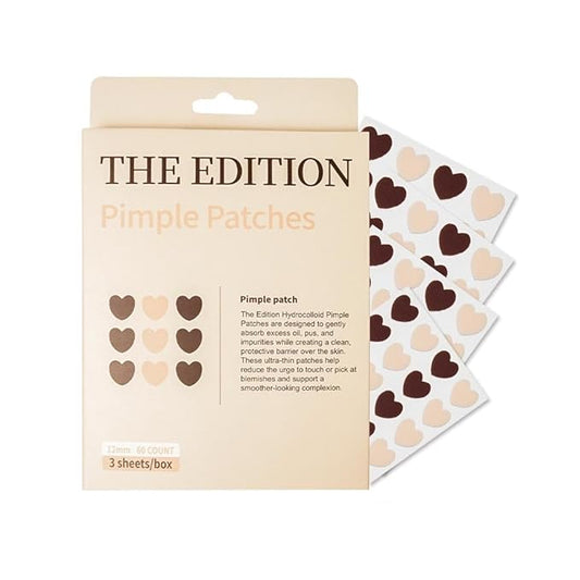 The Edition - Pimple Patches - Heart Shaped Hydrocolloid Pimple Extractor – Cute Acne Spot Treatment for Overnight, Zit Blemish Cover, Waterproof, For all Skin types (60 Count)