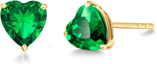 FANCIME 14k Solid Yellow Gold Stud Earrings Gemstone Prong Cluster Stud Earrings Fine Jewelry Gifts for Her Mom Women Wife