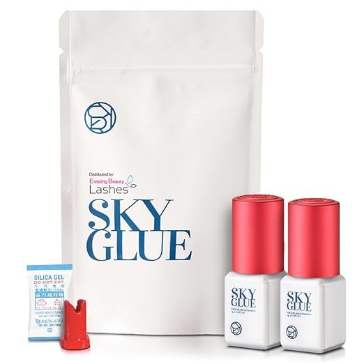 2 Pack Sky Glue S+ Eyelash Extension Glue Professional Use Only - Extra Strong Lash Extensions Adhesive 6-7 Weeks Retention and 1-2s Dry, Long Lasting Semi Permanent Black Glue - 2 Bottles 5 ml Ea