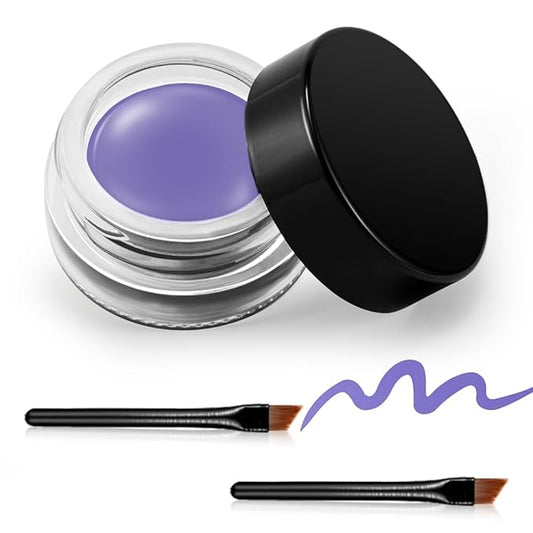 Erinde Lavender Purple Gel Eyeliner, Waterproof Long Lasting Cream Eyeliner Gel Pot, High-Intensity Pigments Smudge-Proof Eye Liner Makeup, Water-Resistant Eye Liner with 2PCS Brushes, 11