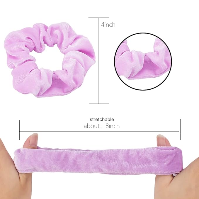 Didder 20 Pcs Light Purple Velvet Scrunchies, Soft Hair Ties for Women Girls, Hair Accessories