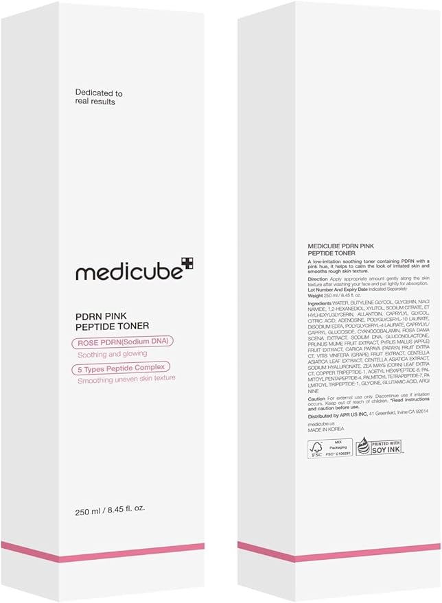 medicube Salmon DNA PDRN Pink CICA Soothing Toner I Pink Glow Toner for Skin Boosting, Soothing and Calming, Uneven Skin Tone, Peptide & Niacinamide, Korean Skin Care (250ml / 8.45 fl. oz.)
