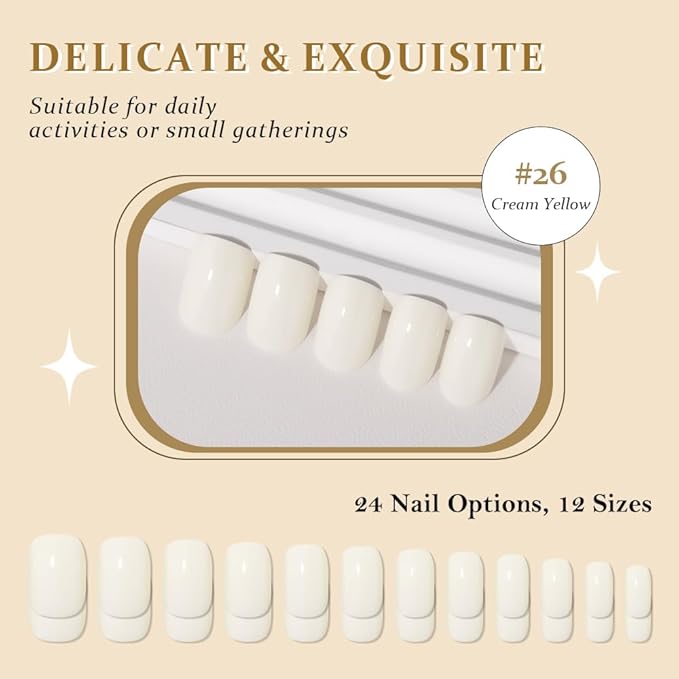 evpct Point Pink Glossy Press on Nails Squavol Short for Women Gift, Glossy Beige Fake Nail with Nail Kit Manicure Kit, Soft Gel Full Cover Reusable Stick on Acrylic False Nails Perfectly Fit