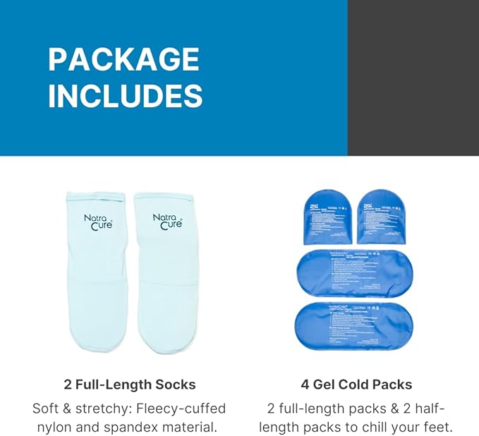 NatraCure Cold Therapy Socks - Reusable Foot Ice Pack - Cooling Socks for Hot Feet, Neuropathy Pain Socks, CRPS Relief, Ice Pack for Feet - Size: Small/Medium