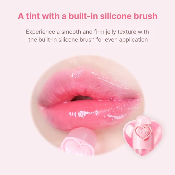 YNM Heart Jelling Tint, PLUM JELLING, Silicone Lip Brush Included, K-Beauty, Non-Sticky, Moisturizing, Smudge-Proof, Korean Lip Tint, Long-Lasting, Vivid Color, 0.09 oz
