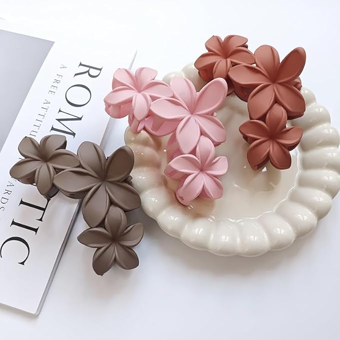 SPEVERT Clips for Women,6PCS Frosted Flower Hair Claw Stylish Hawaiian Beach Big Hair Clips for Thick Long and Curly Hair No Slip Grip ﻿ (1)
