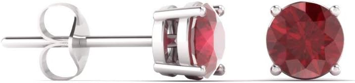 Diamondere Natural and Certified Gemstone Solitaire Petite Stud Earrings in 10K White Gold | 0.22 Carat Earrings for Women
