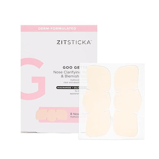 ZitSticka Blackhead Remover Strips, Goo Getter Hydrocolloid Patches for Pore Clarifying and Blemishes, Acne Patches or Zit Spot Stickers, Body Blemish Patch (Nose Strip 8 Pack)