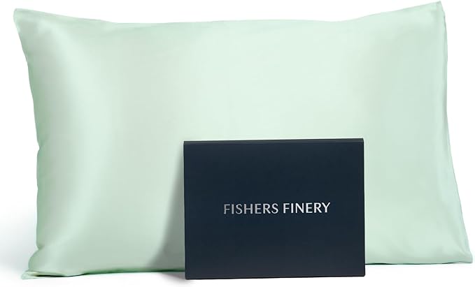 Fishers Finery 19mm 100% Pure Mulberry Silk Pillowcase, Quality Tested (Light Green, K)