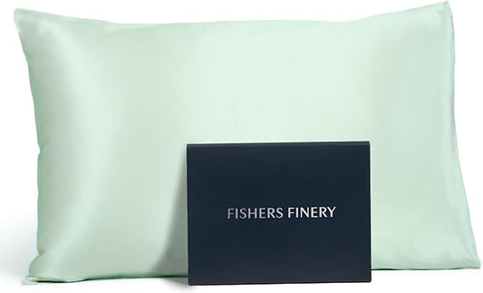 Fishers Finery 19mm 100% Pure Mulberry Silk Pillowcase, Quality Tested (Light Green, K)