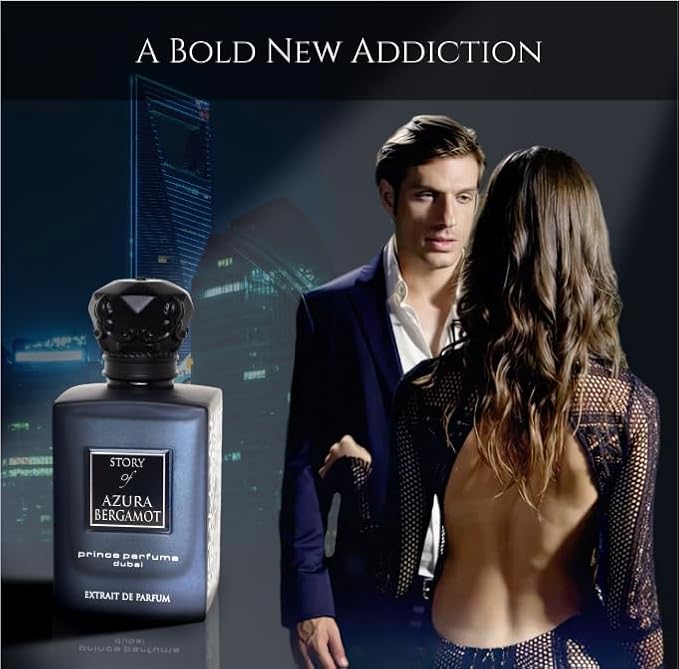 Prince Parfums Dubai – Story of Azura Bergamot – Men’s Extrait de Parfum 3.4 Ounces – Luxury Cologne with Grapefruit, Bergamot, Sandalwood & Vetiver – Fresh, Bold & Long Lasting Fragrance