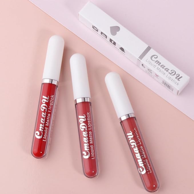 evpct 1Pcs Mauve Plum Red Liquid Matte Lipstick Lipgloss Set for Women, labiales mate 24 horas originales matte larga duracion 24 Hour Lipstick Lip Stains Long Lasting Waterproof 24, 02#