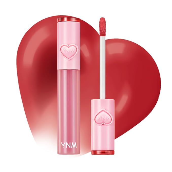 YNM Heart Jelling Tint, PEPPER JELLING, Silicone Lip Brush Included, K-Beauty, Non-Sticky, Moisturizing, Smudge-Proof, Korean Lip Tint, Long-Lasting, Vivid Color, 0.09 oz