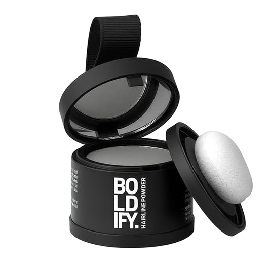 BOLDIFY Hairline Powder - Root Touch Up Hair Color for Gray Coverage - Bald Spot Concealing Hair Powder for Women & Men - 24-Hour Stain-Proof - Gray
