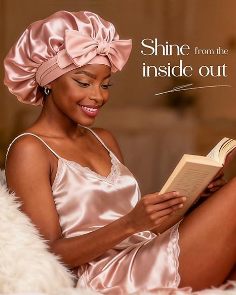 Adjustable Silk Bonnet | Double-Layer Design | Reduces Friction | Controls Frizz | Protects Curly Hair | Multi-Purpose Use