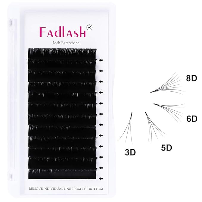 Easy Fan Lash Extensions FADLASH Volume Eyelash Extensions 0.05 0.07mm Self Fanning Lashes 3D-10D Volume Fans C/D/DD Curl 8-20mm Length (0.05-D, 15mm)