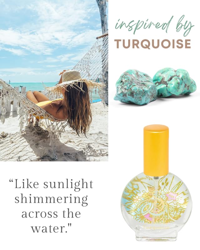 The Sage Lifestyle Turquoise Mini Spray, Grapefruit, Sandalwood, White Musk, Perfume for Women, Long Lasting, Clean Fragrance, Artisan, Summer Beach, Parfum, 1/2oz, Travel Size, Mini Perfume for Women