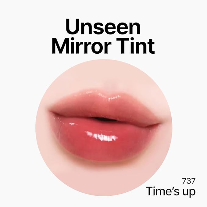 Unseen Mirror Lip Tint, High-Gloss, Non-Sticky, Long-Lasting Stain, Blendable, Clear Shades 3.5g, Holiday Stocking Stuffer (Time's up, 0.12 oz)