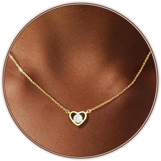 Airmb Cute Heart Necklace for Women Gold/Silver Plated Heart Pendant Choker Necklaces Tendy Love Heart Chain Necklace Dainty Gold/Silver Necklace Jewelry Gifts for Women