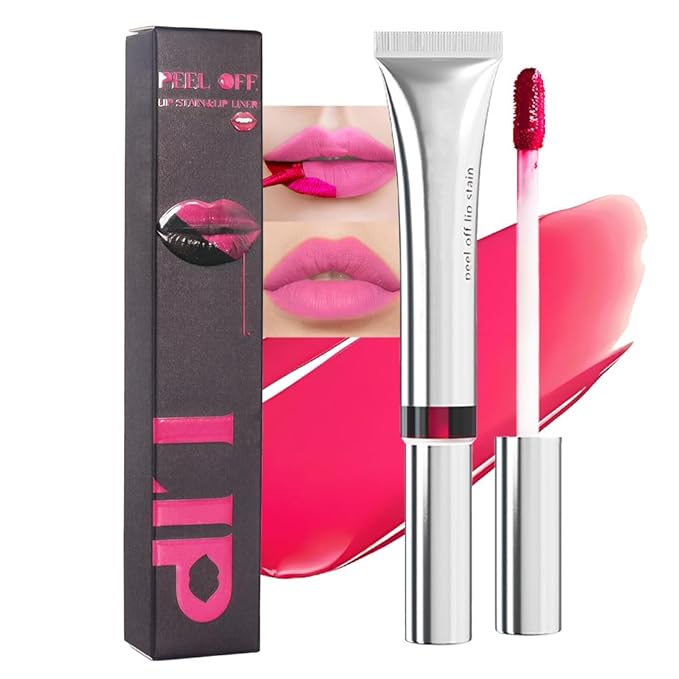 evpct Rose Pink Lip Stains Peel off, Peel off Lip Liner Tattoo Lip Stain Tint Gloss Marker Makeup, Long Lasting Waterproof 24 Hours Matte Finish Transfer-proof Pigmented Color Stay Lipsticks, 130#